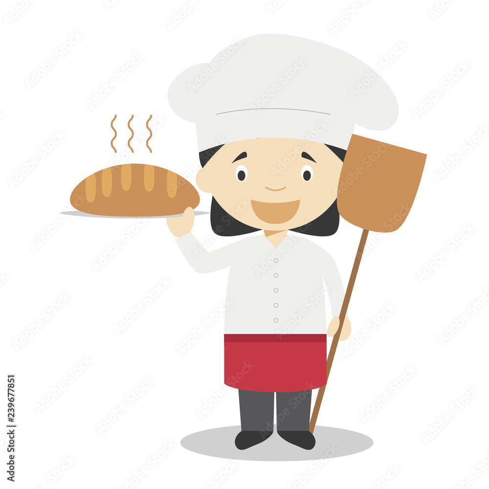Cute cartoon vector illustration of a baker. Women Professions Series