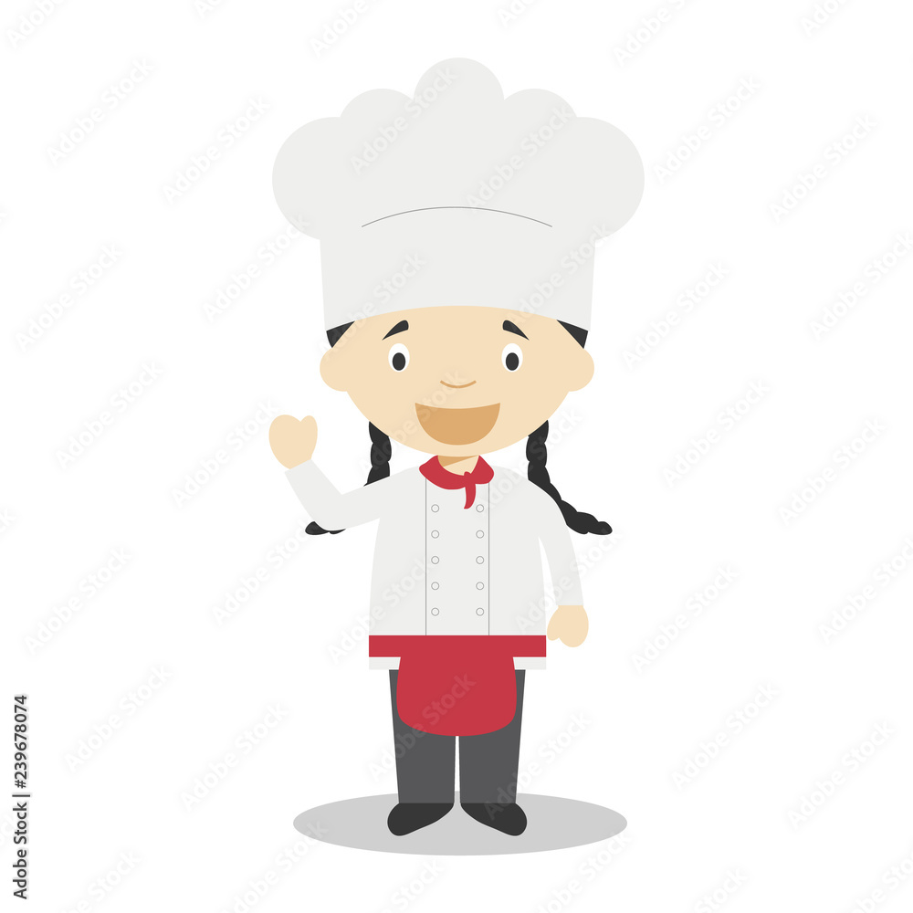Cute cartoon vector illustration of a chef. Women Professions Series Cute cartoon vector illustration of a chef. Women Professions Series