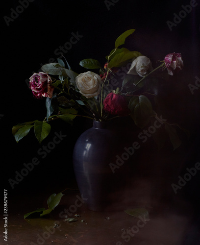 dark flower vase artistic still life