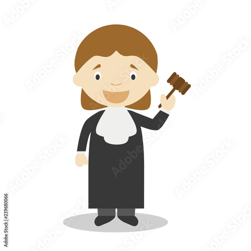 Cute cartoon vector illustration of a judge. Women Professions Series