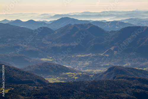 bohinj valley from mountain top