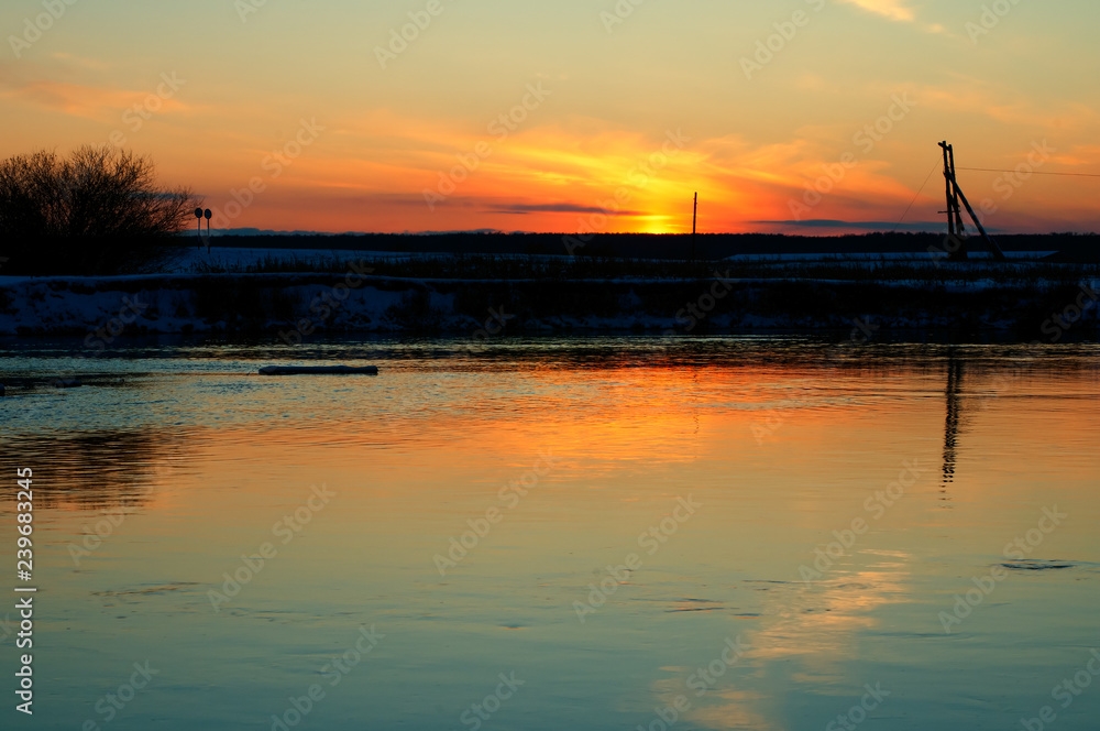 Sunset on the Miass River