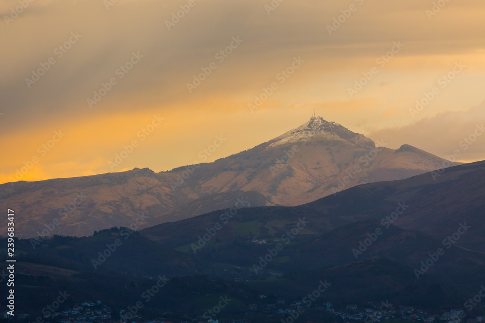 Obraz premium La Rhune mountain at the basque Pyrenees, Basque Country.