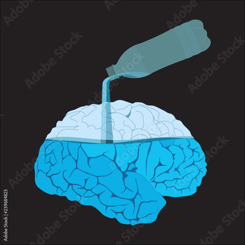 Medicine icon brains, filled with water, flat design