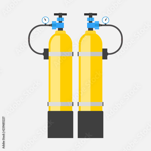 icon oxygen cylinders, flat design, vector image