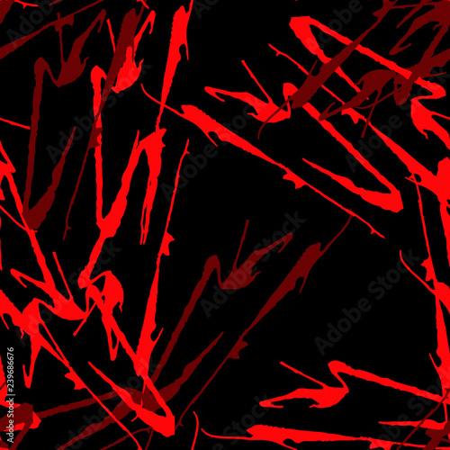 Abstract neon black background with different lines in bright red color