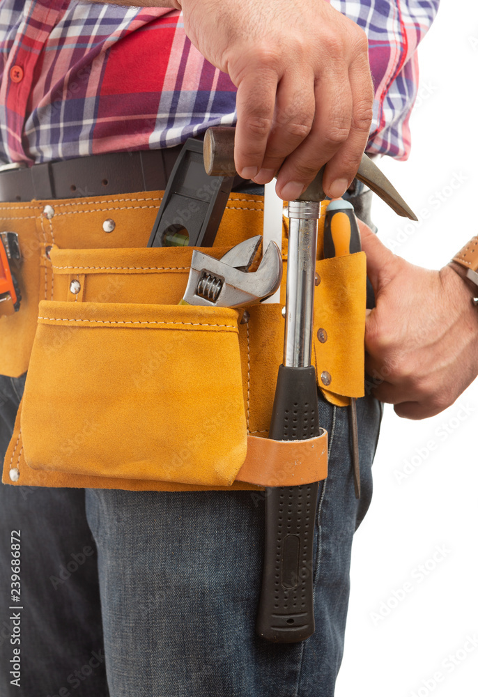 Constructor putting hammer back in place. Constructor putting hammer back in place.