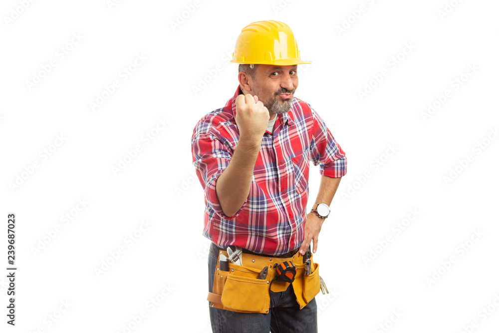 Construction worker making null gesture. Construction worker making null gesture.