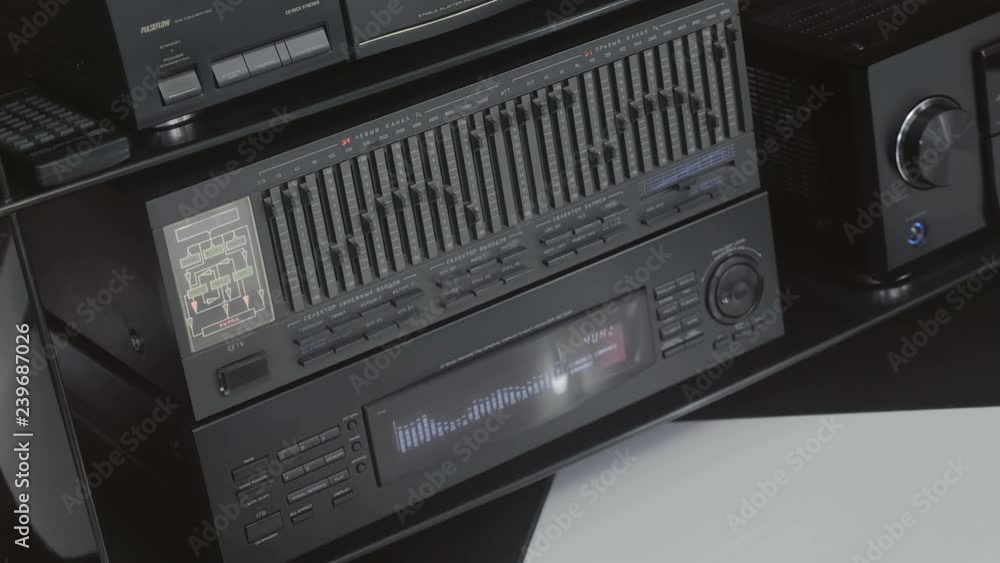 Musical equipment with equalizers with spectrum analyzer, amplifier, CD