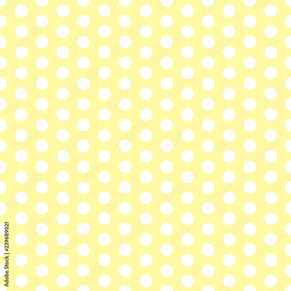 Seamless vector polka dot pattern yellow and white. Design for wallpaper, fabric, textile, wrapping. Simple background