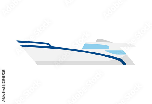 Luxurious motor yacht. Motorboat, travel, nautical. Can be used for topics like marine time, trip, transport