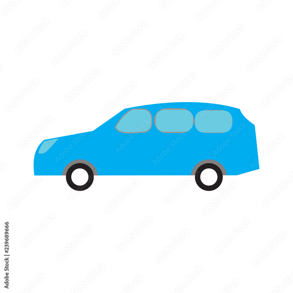 Blue car vector template on white background