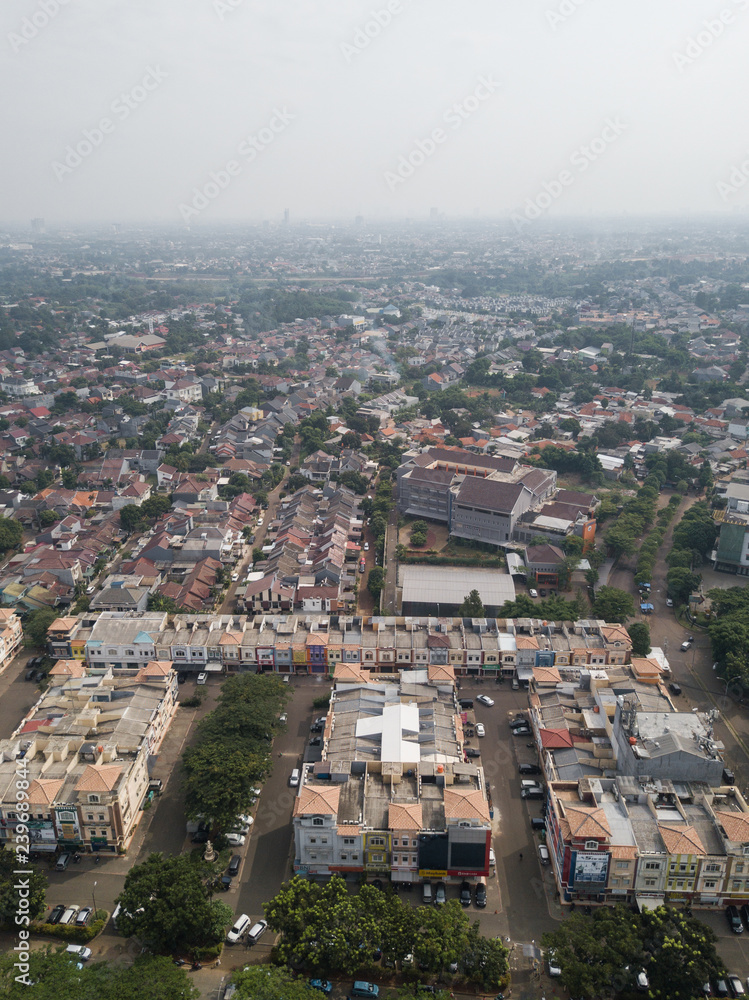 Aerial view of housing complex at BSD, South Tangerang, Indonesia.