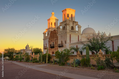 Sunrise at the San Xavier Mission Church in Tucson