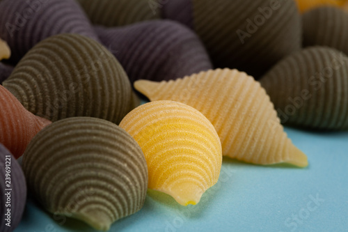 Glowing Conchiglie Rigate pasta shell in an arrangement