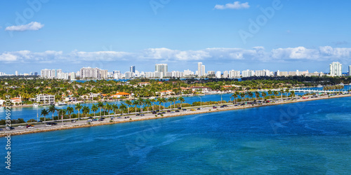 Star, Palm and Hibiscus Islands. South Beach, Florida