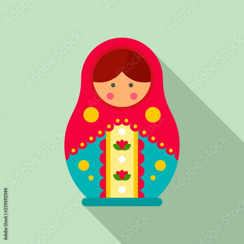 Traditional russian nesting doll icon. Flat illustration of traditional russian nesting doll vector icon for web design