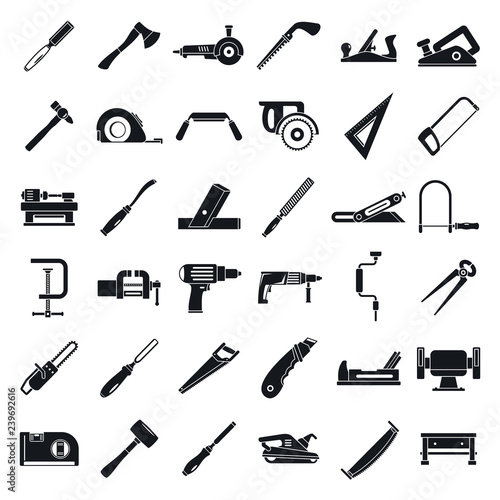 Carpenter construction icon set. Simple set of carpenter construction vector icons for web design on white background