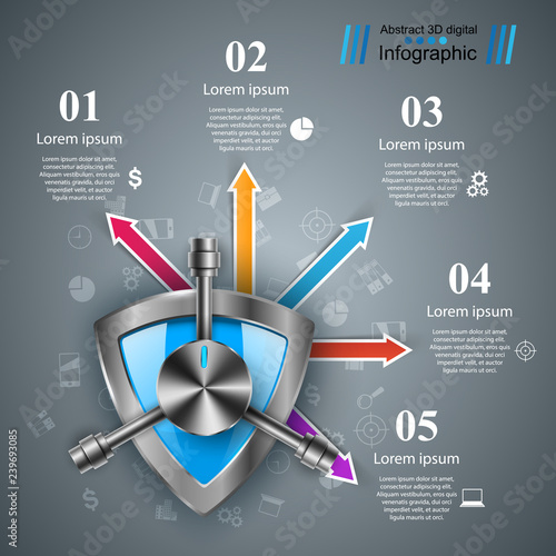 Guard, safe, security, deposit infographic.
