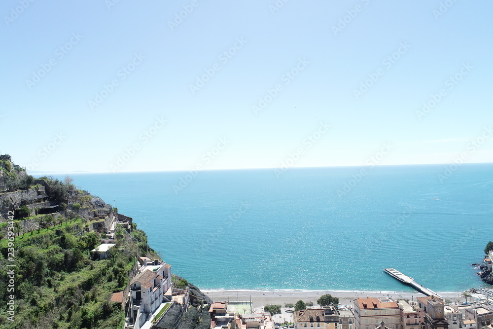 Naklejka premium Minori amalfi coast aerial shots with drone