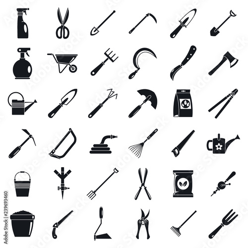 Home gardening tools icon set. Simple set of home gardening tools vector icons for web design on white background