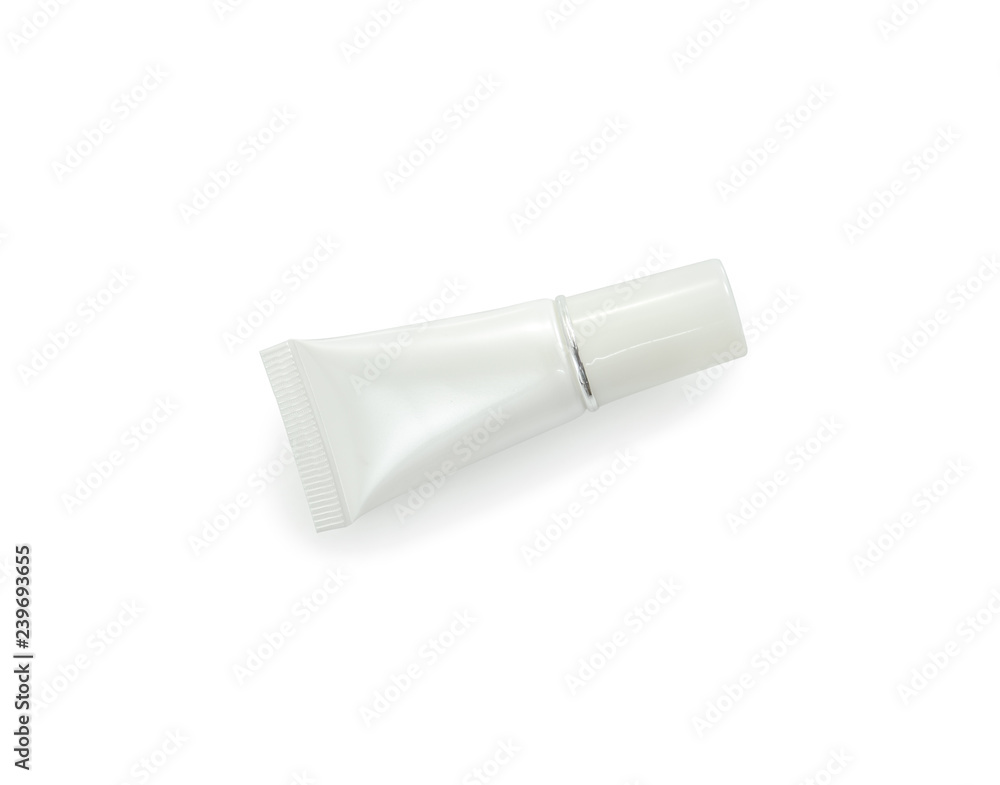 empty plastic, glass jars cosmetic, lotion packaging on a white background empty plastic, glass jars cosmetic, lotion packaging on a white background