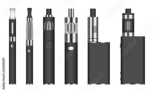 Electronic cigarette icon set. Realistic set of electronic cigarette vector icons for web design isolated on white background