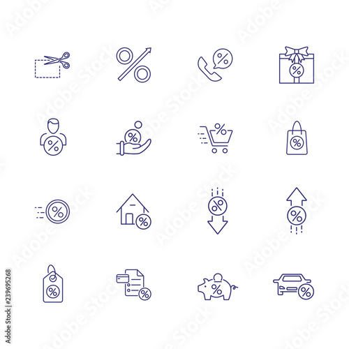 Percentage line icon set