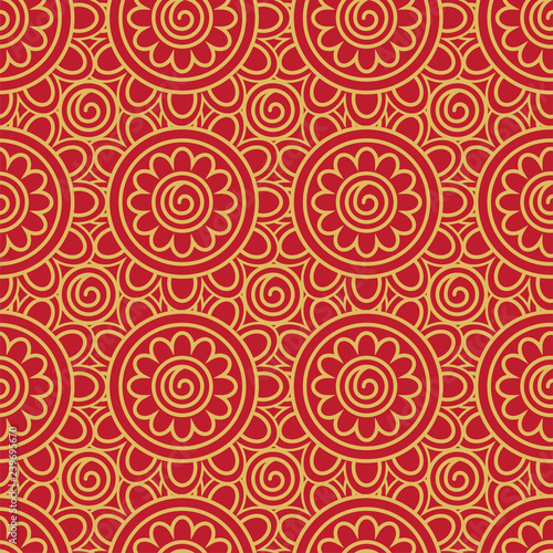 Seamless oriental ancient geometric flowers pattern