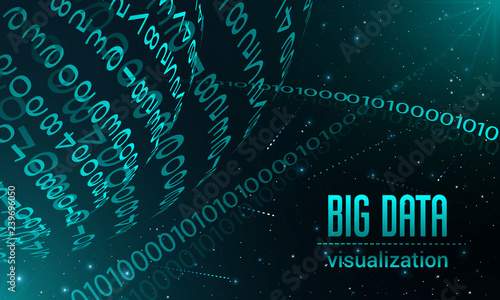 Big data visualization banner. Realistic illustration of big data visualization vector banner for web design