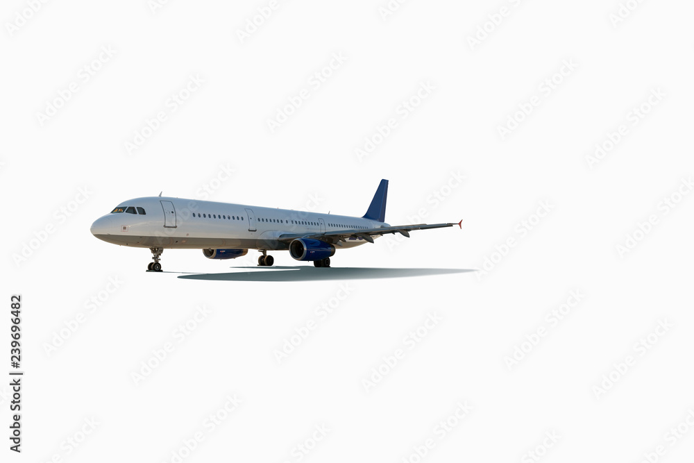 Obraz premium Commercial air plane on a white background with path.