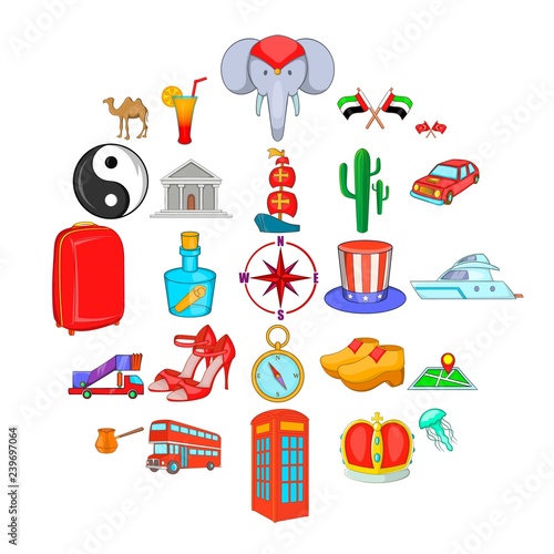 Ramble icons set. Cartoon set of 25 ramble vector icons for web isolated on white background