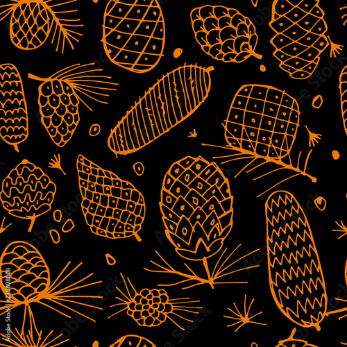 Cedar cones, seamless pattern for your design