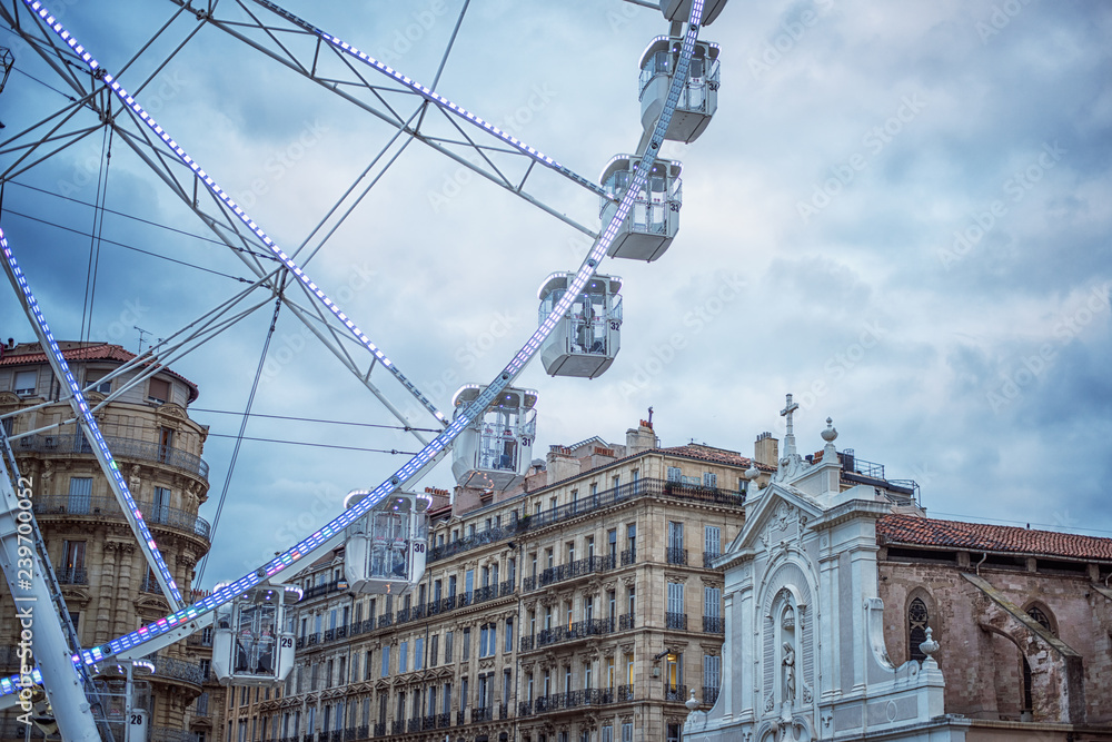 The promenade of the Old Vieux Port in the city center of Marseilles, France