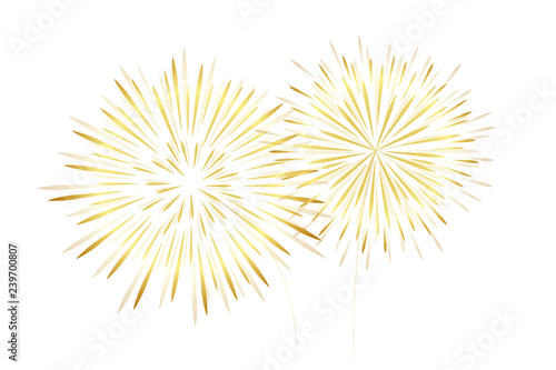 golden new year fireworks isolated on white background vector illustration EPS10