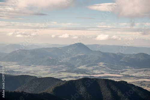 Chocske vrchy and Oravska Magura mountain ranges from Polana hill in autumn Nizke Tatry mountains in Slovakia photo