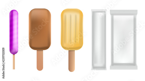 Popsicle icon set. Realistic set of popsicle vector icons for web design isolated on white background