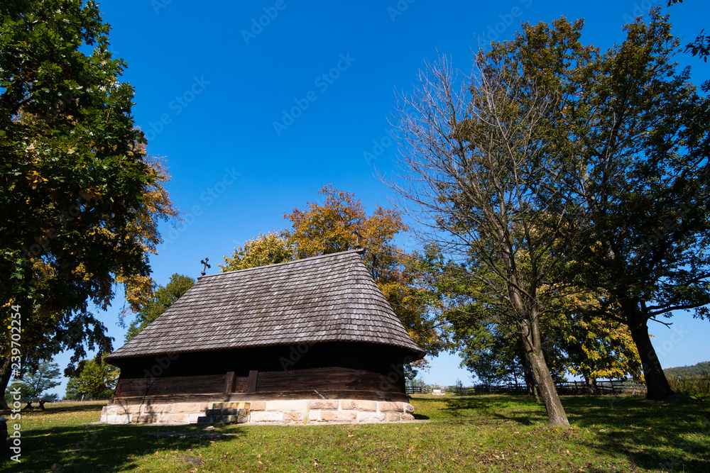 Fototapeta premium The log church of Saint George in Takovo, Serbia. It was built in 1795. and it is one of the oldest wooden churches in Serbia.