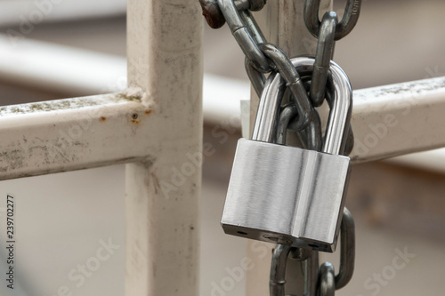 Padlock and chain on a gate