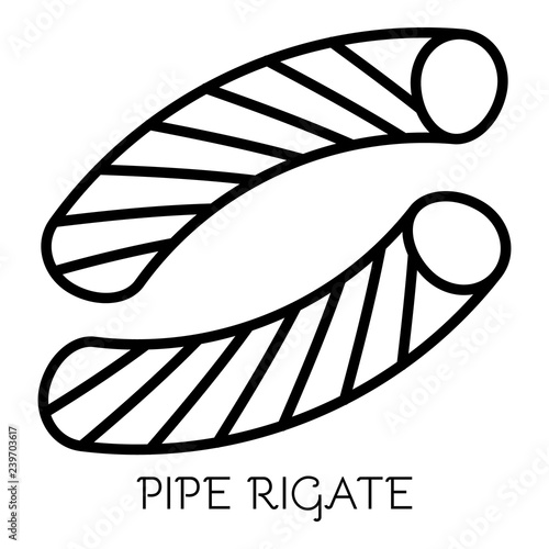 Pipe rigate pasta icon. Outline pipe rigate pasta vector icon for web design isolated on white background