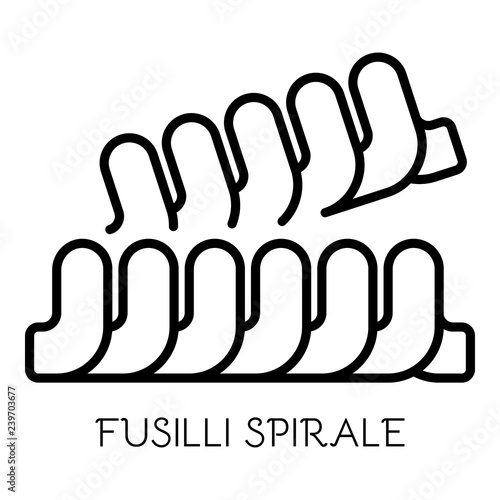 Fusilli spirale pasta icon. Outline fusilli spirale pasta vector icon for web design isolated on white background