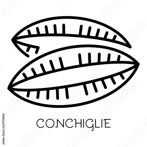 Conchiglie pasta icon. Outline conchiglie pasta vector icon for web design isolated on white background