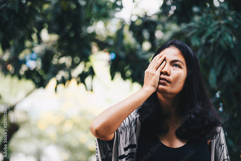 Portrait asian woman girl covers her face Portrait asian woman girl covers her face