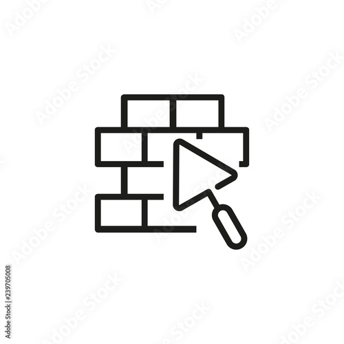 Bricklaying line icon. Wall, trowel, cement. Building concept. Can be used for topics like construction, renovation, improvement