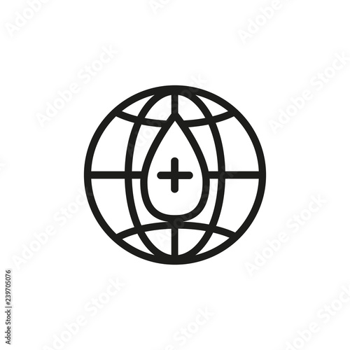 Day of donor line icon. Blood, planet, medicine. Healthcare line icon. Can be used for topics like transfusion, volunteering, donorship