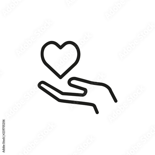 Donation of heart line icon. Hand, love, care. Healthcare concept. Can be used for topics like medicine, organ transplantation, Valentines Day