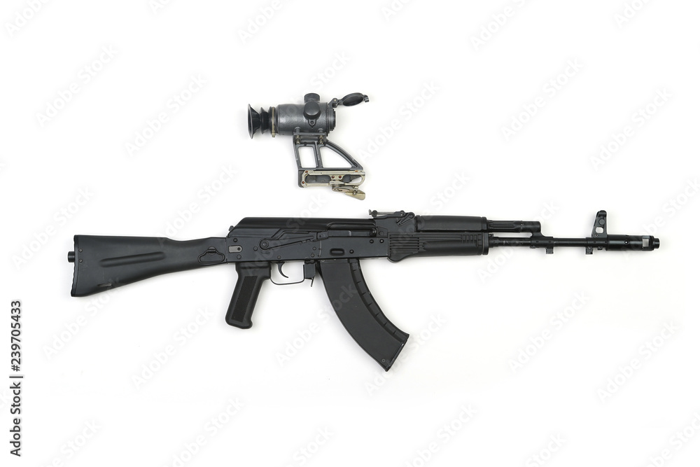 Russian black machine automatic with scope right side Russian black machine automatic with scope right side