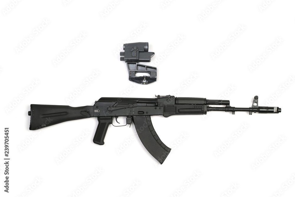Russian black machine automatic with scope right side Russian black machine automatic with scope right side