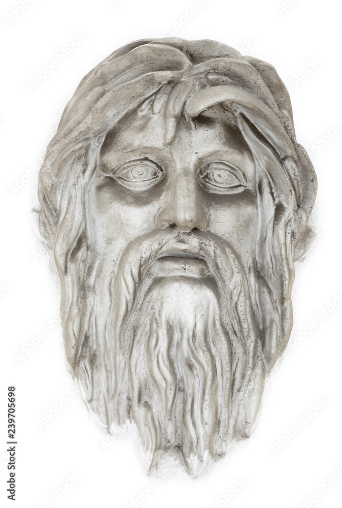 The face of a bearded man from an ancient era.