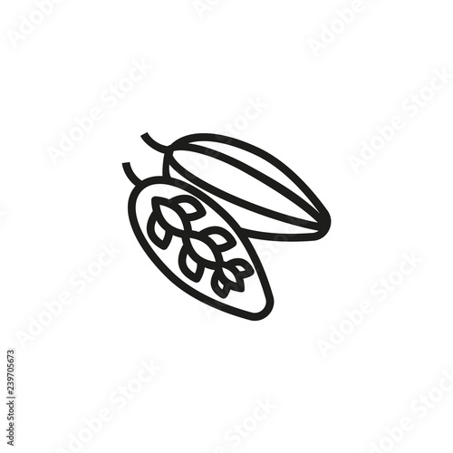 Cocoa nut line icon. Nut, shell, grain. Nature concept. Vector illustration can be used for topics like nature, heathy eating, chocolate, drinking